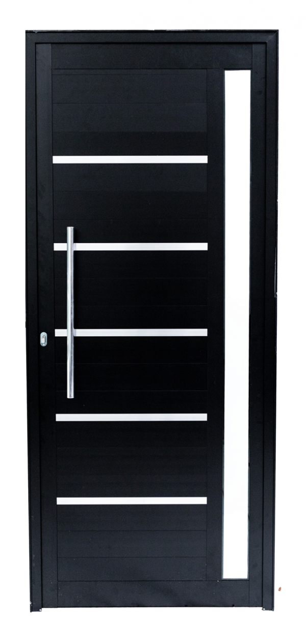 PORTA LAMBRIL POP COM PUXADOR FECH ROLLET TIRA DE VIDRO E FRISO - LINHA 25